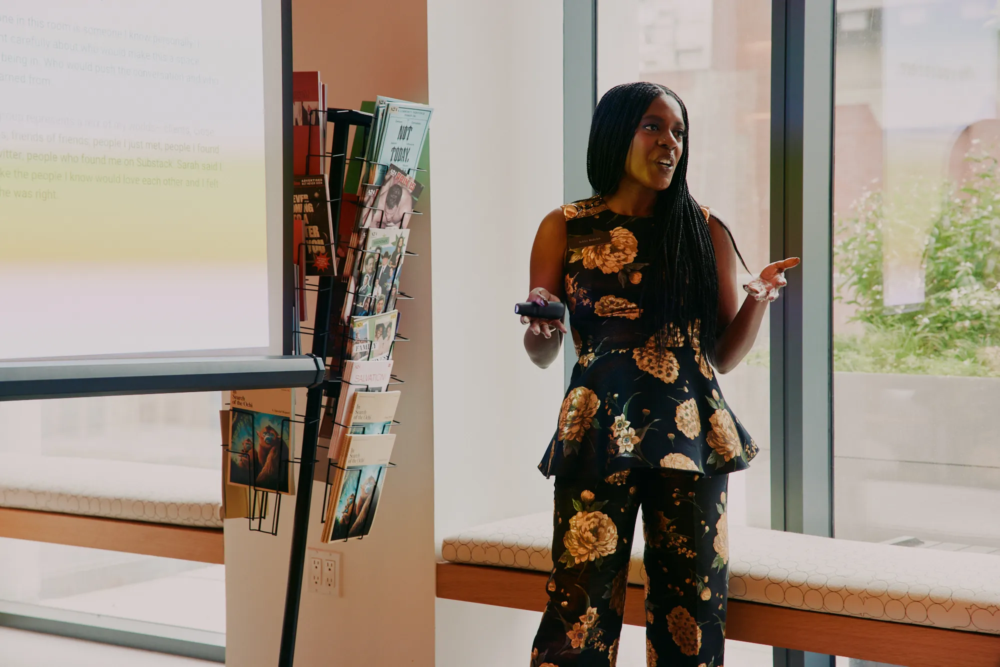 Ashley Rudolph presenting to a group during a leadership event.